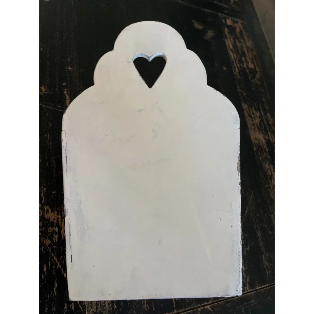 Vintage Wooden Wall Pocket Planter Heart Cutout Hand Painted Rosebud Cream 12.5
